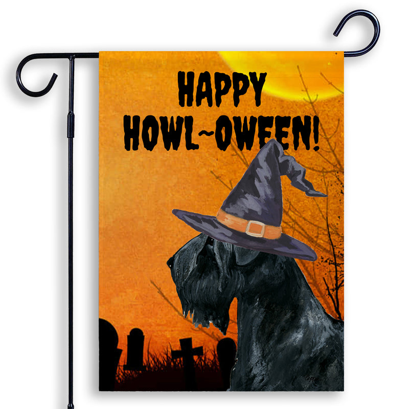 Black Russian Terrier HAPPY HOWL-OWEEN Garden Flag
