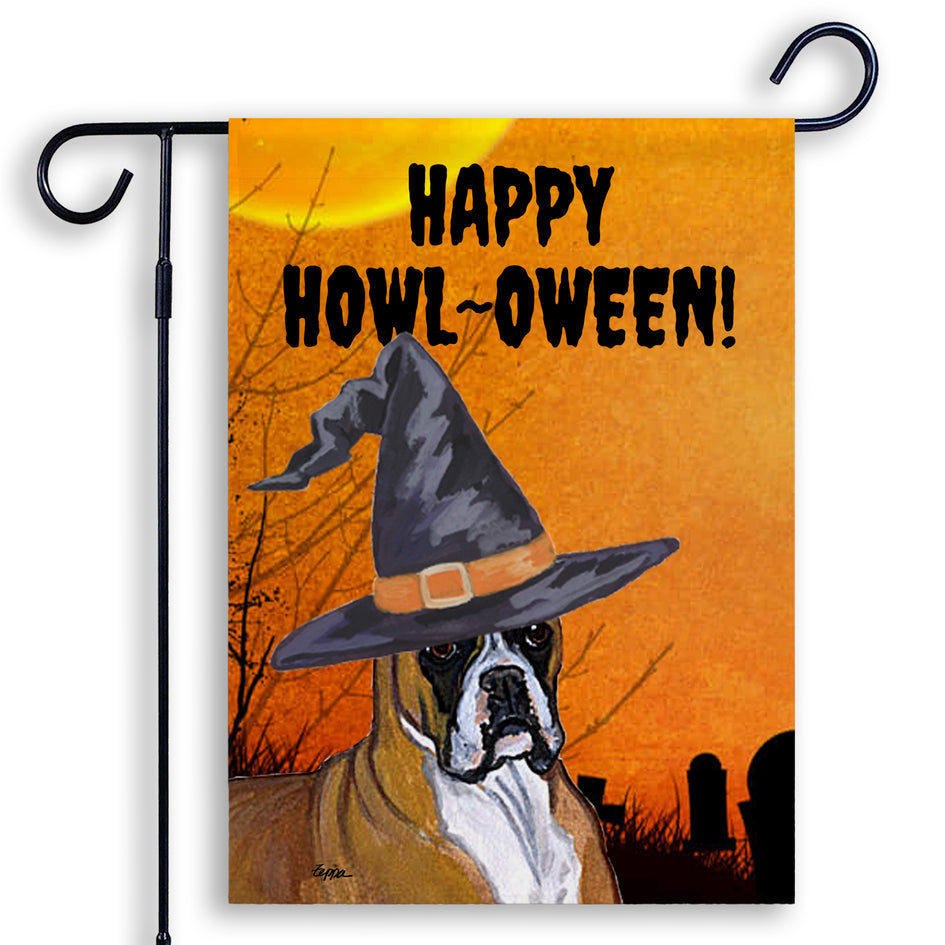 Boxer HAPPY HOWL-OWEEN Garden Flag