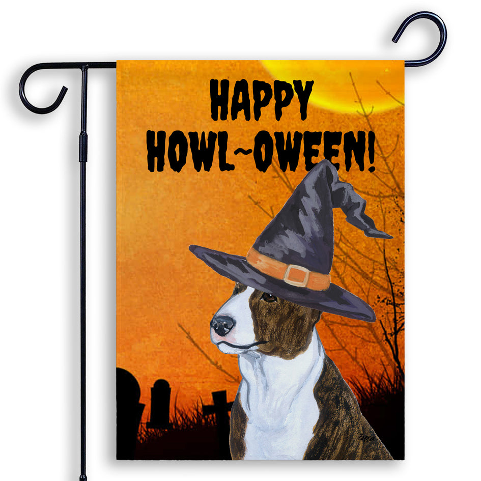 Bull Terrier HAPPY HOWL-OWEEN Garden Flag