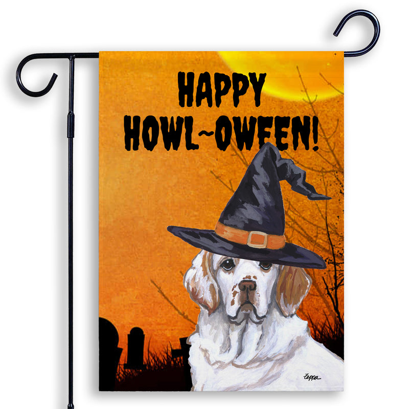 Clumber Spaniel HAPPY HOWL-OWEEN Garden Flag