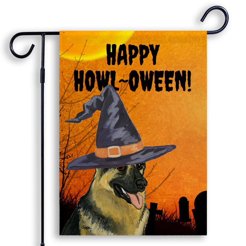 German Shepherd Dog HAPPY HOWL-OWEEN Garden Flag