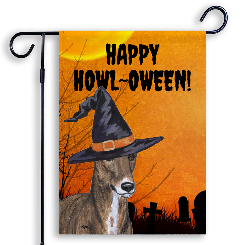 Greyhound HAPPY HOWL-OWEEN Garden Flag