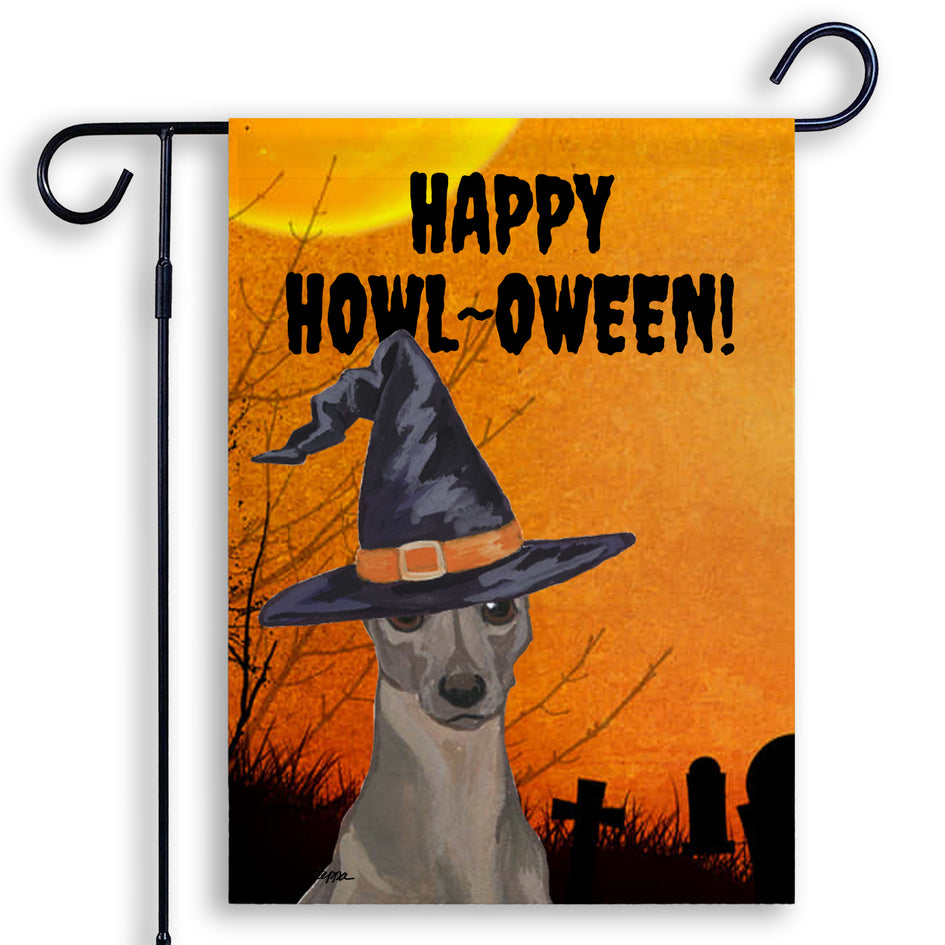 Italian Greyhound HAPPY HOWL-OWEEN Garden Flag