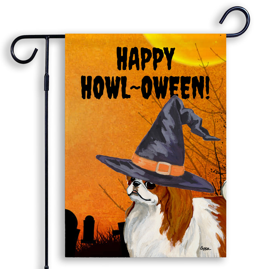 Japanese Chin HAPPY HOWL-OWEEN Garden Flag