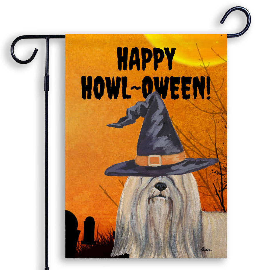 Lhasa Apso HAPPY HOWL-OWEEN Garden Flag