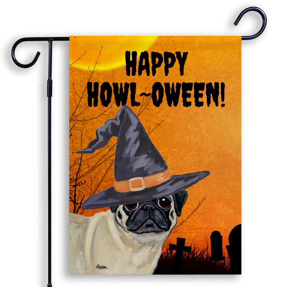 Pug HAPPY HOWL-OWEEN Garden Flag