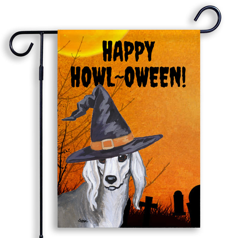 Saluki HAPPY HOWL-OWEEN Garden Flag