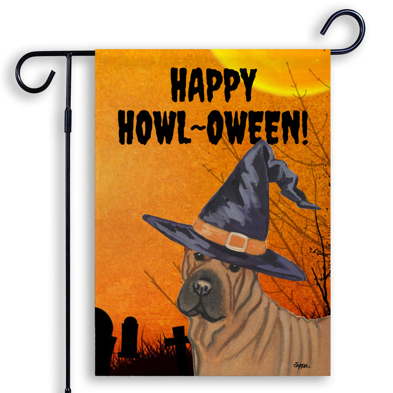 Chinese Shar-Pei HAPPY HOWL-OWEEN Garden Flag