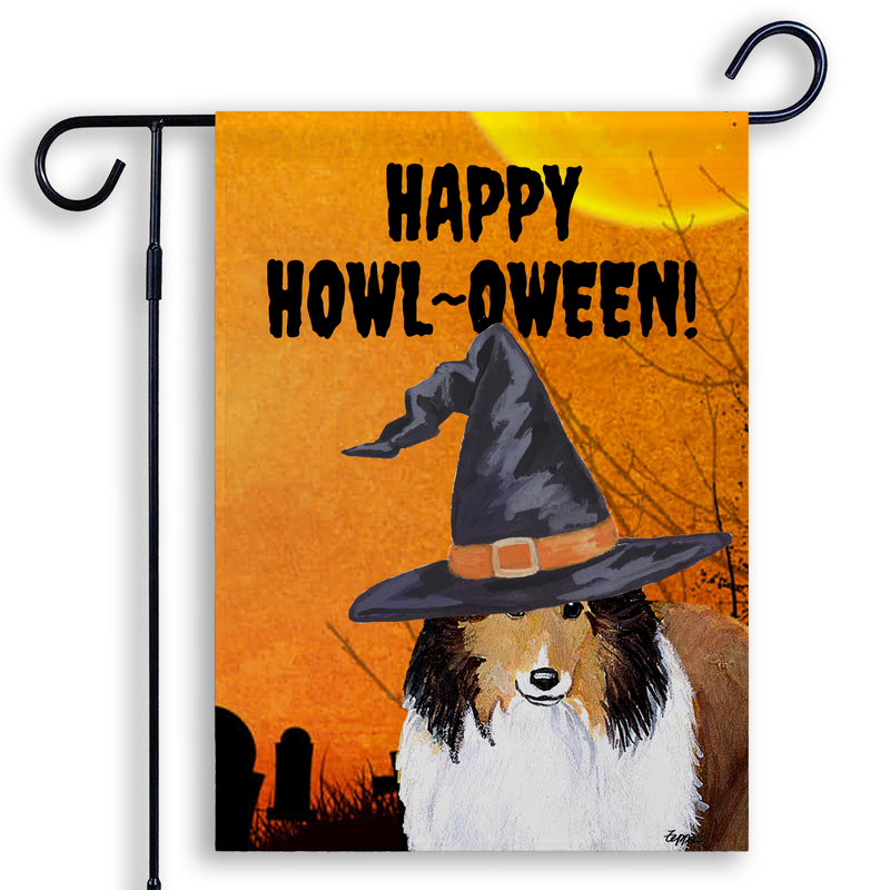 Shetland Sheepdog HAPPY HOWL-OWEEN Garden Flag