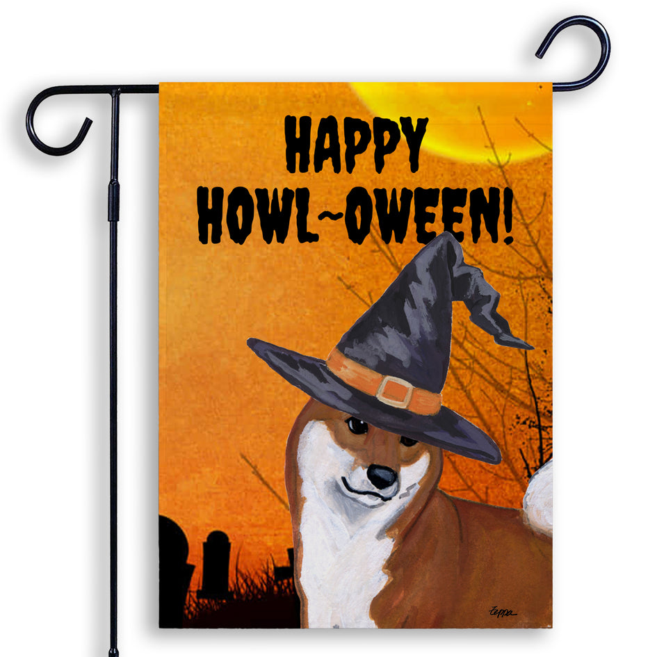 Shiba Inu HAPPY HOWL-OWEEN Garden Flag