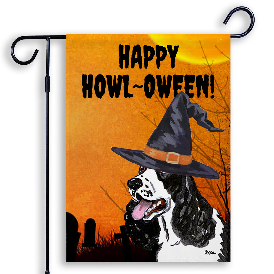 English Springer Spaniel HAPPY HOWL-OWEEN Garden Flag