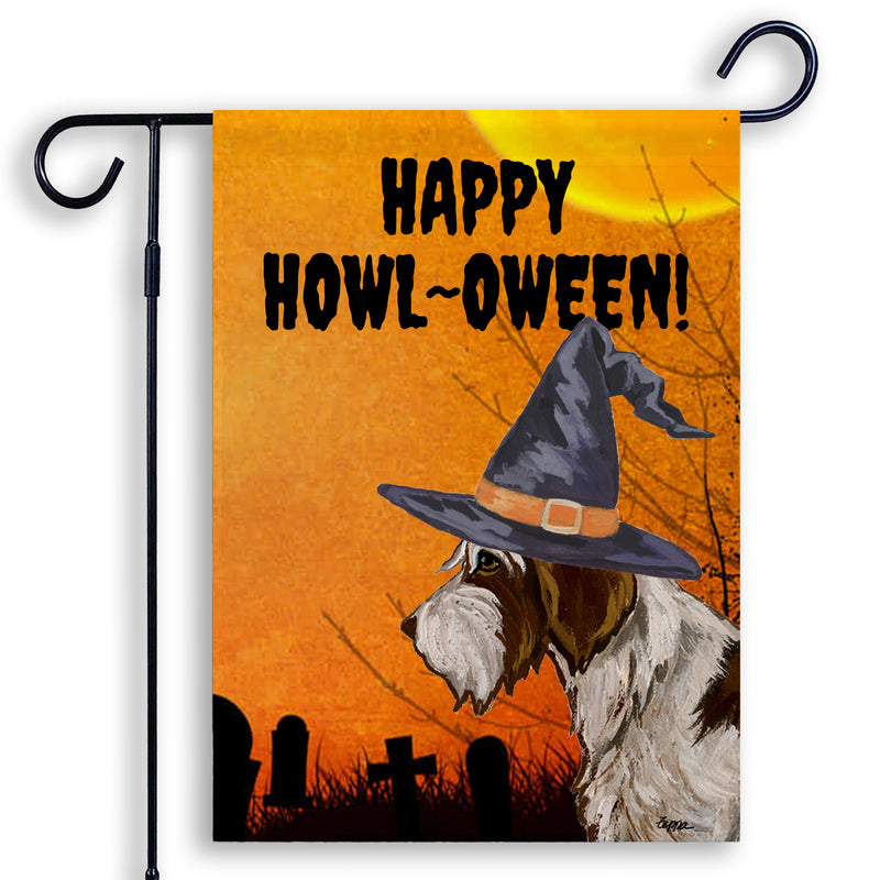 Wirehaired Pointing Griffon HAPPY HOWL-OWEEN Garden Flag