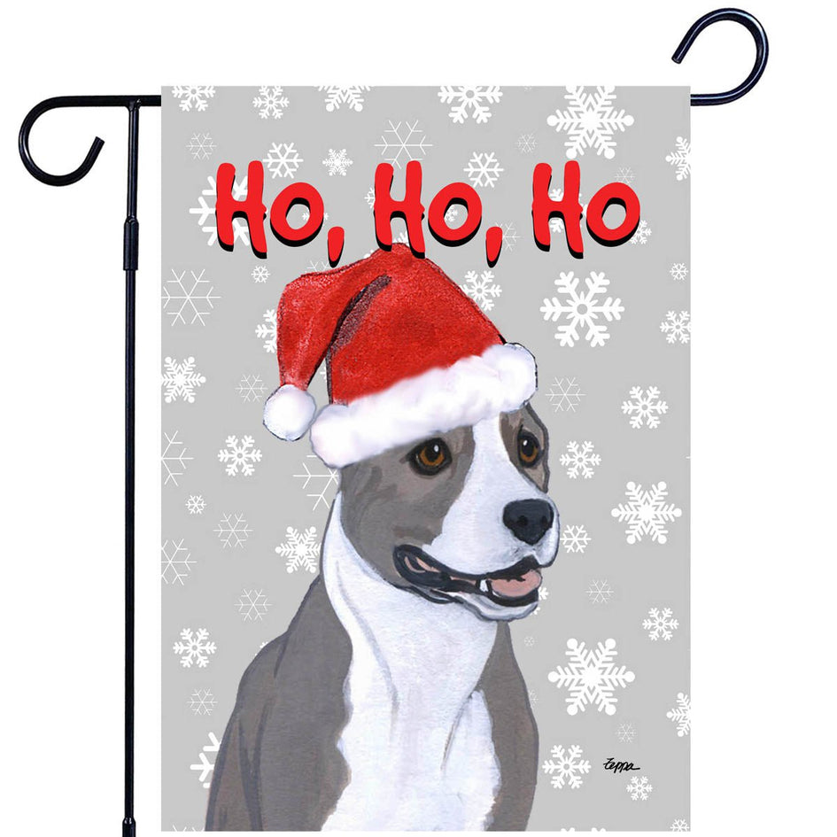 American Staffordshire Terrier Ho Ho Ho Holidays Garden Flag