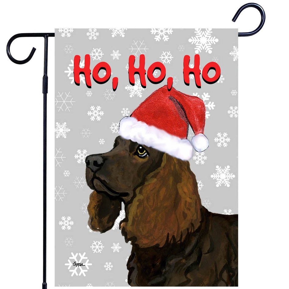 American Water Spaniel Ho Ho Ho Holidays Garden Flag