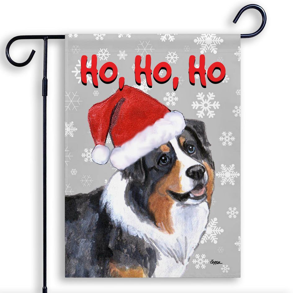 Australian Shepherd Ho Ho Ho Holidays Garden Flag