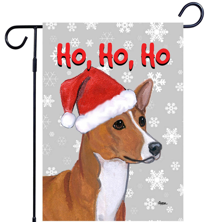 Basenji Ho Ho Ho Holidays Garden Flag