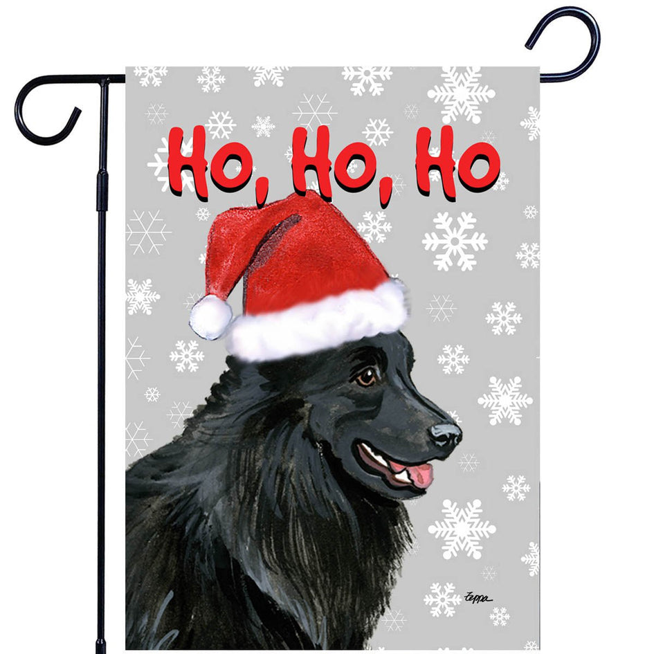 Belgian Sheepdog Ho Ho Ho Holidays Garden Flag