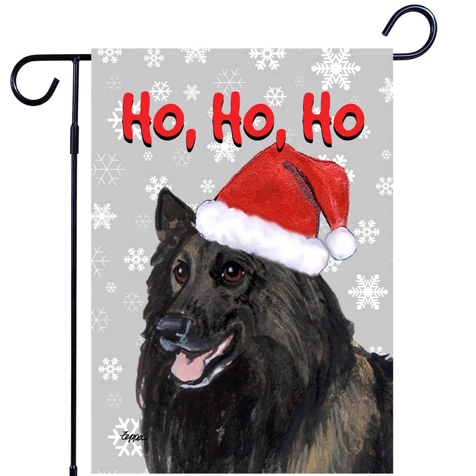 Belgian Tervuren Ho Ho Ho Holidays Garden Flag