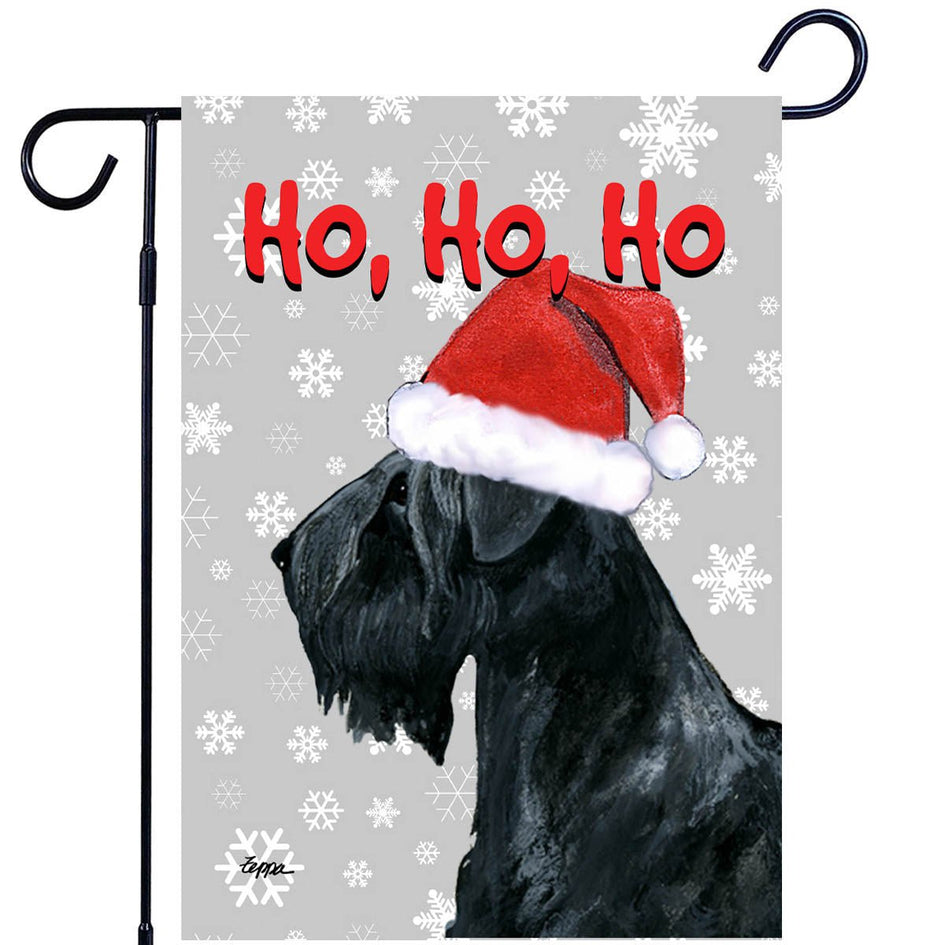 Black Russian Terrier Ho Ho Ho Holidays Garden Flag