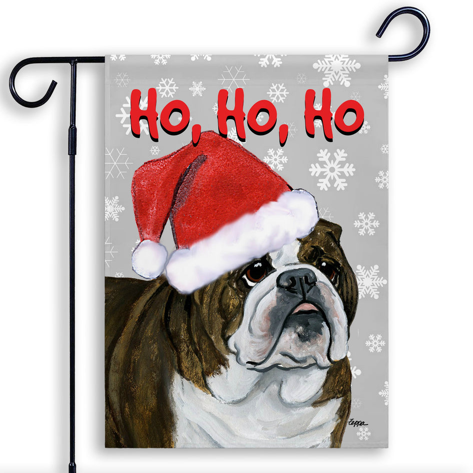 Bulldog Ho Ho Ho Holidays Garden Flag