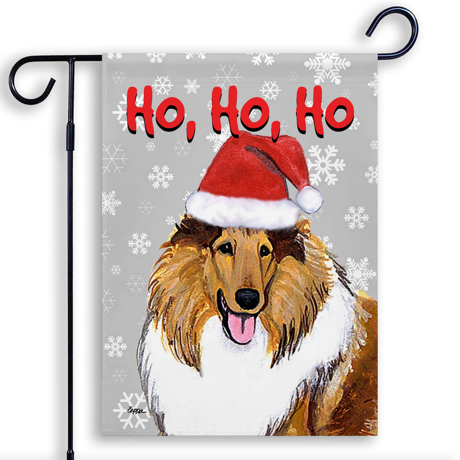 Collie Ho Ho Ho Holidays Garden Flag