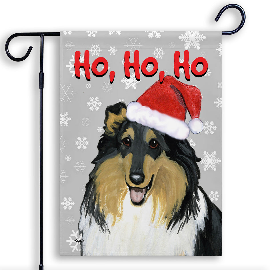 Collie Ho Ho Ho Holidays Garden Flag