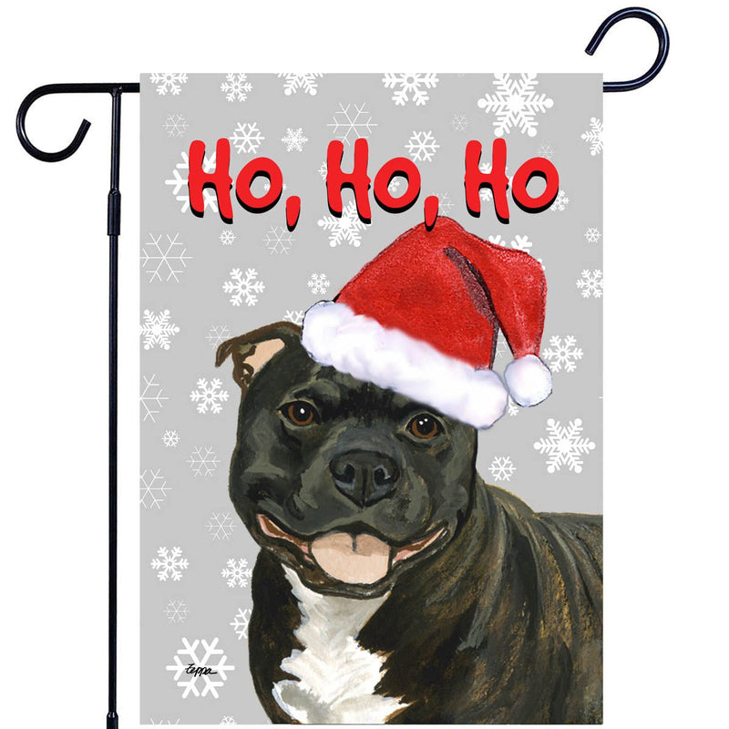 Staffordshire Bull Terrier Ho Ho Ho Holidays Garden Flag