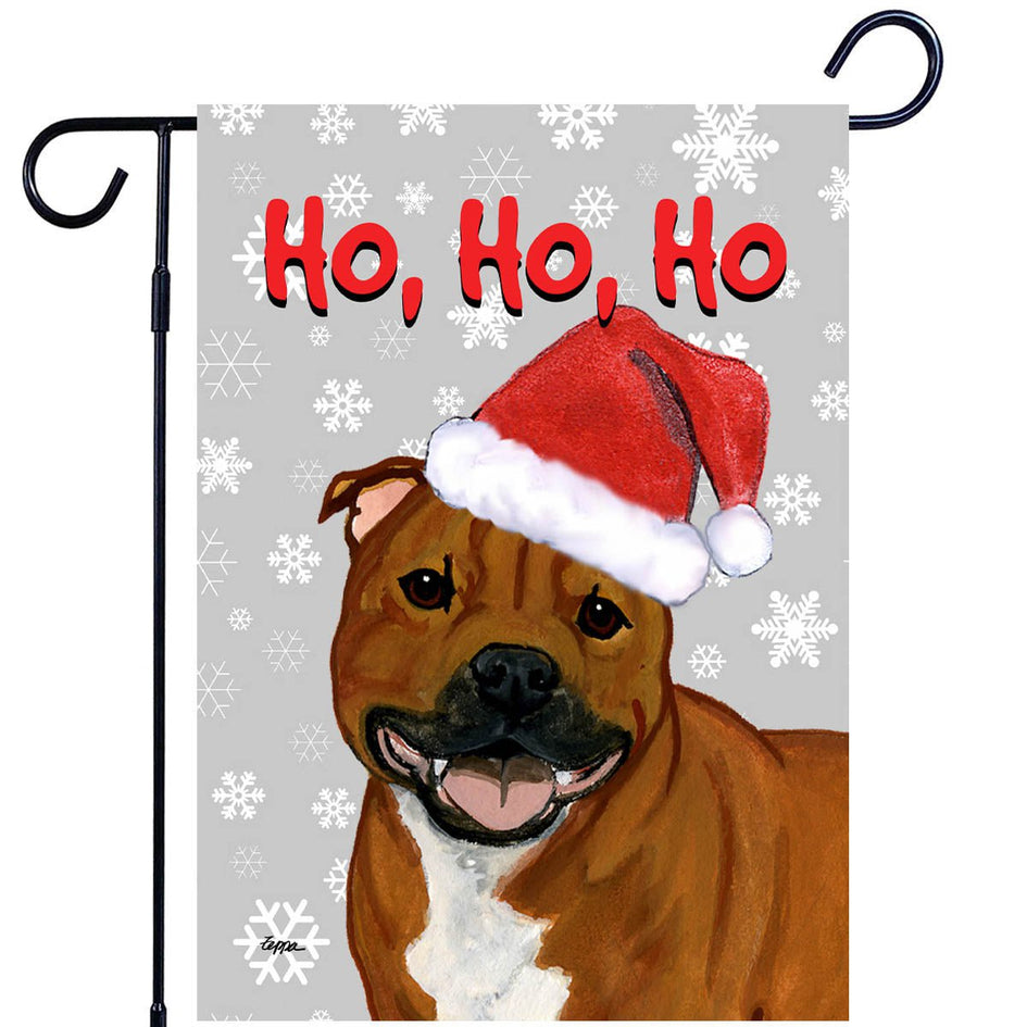Staffordshire Bull Terrier Ho Ho Ho Holidays Garden Flag
