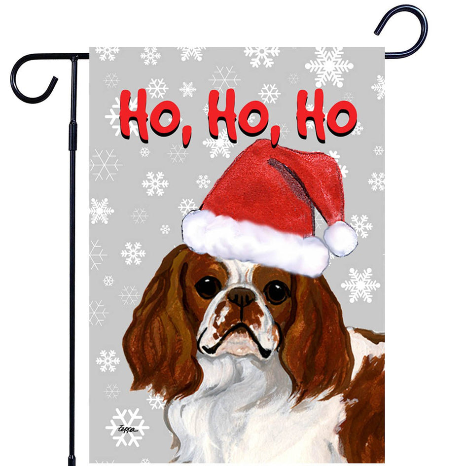 English Toy Spaniel Ho Ho Ho Holidays Garden Flag