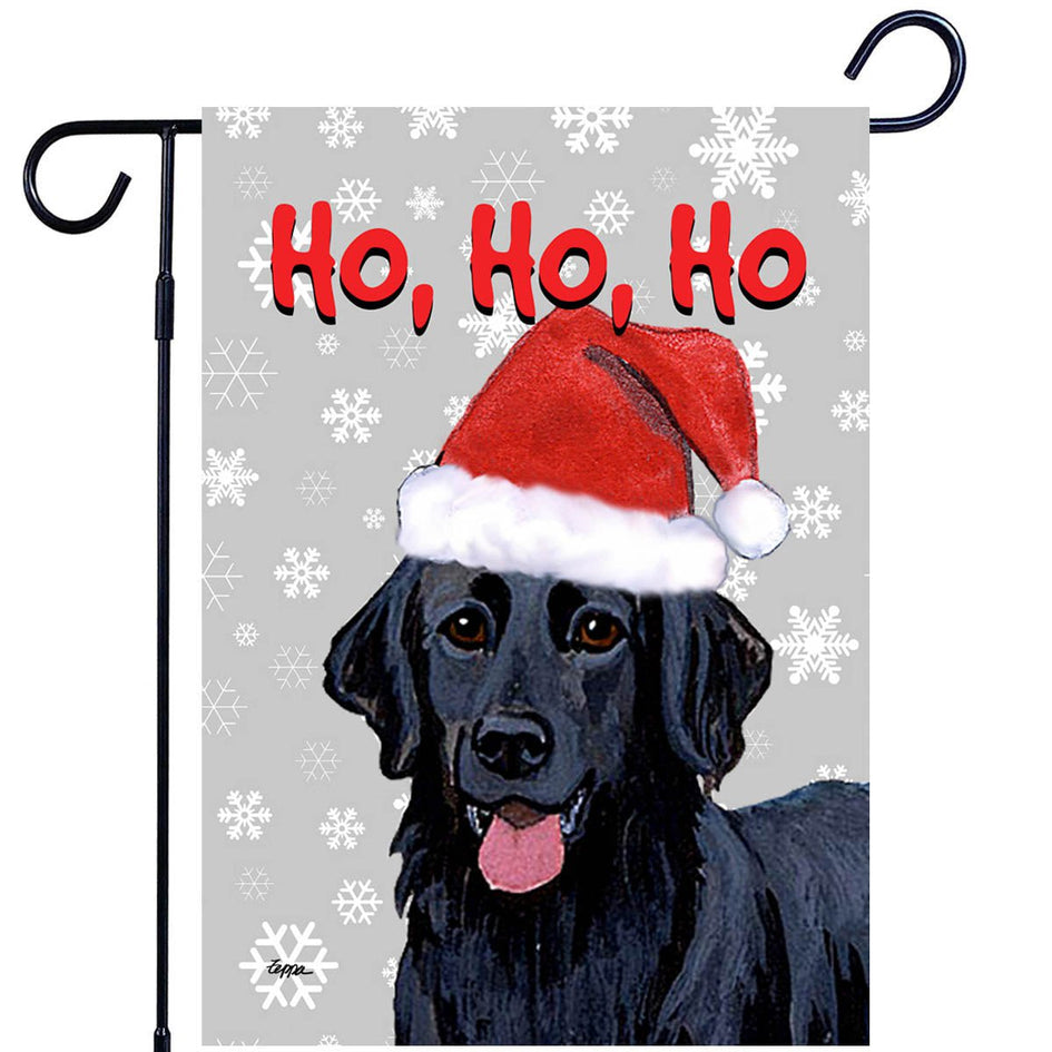 Flat-Coated Retriever Ho Ho Ho Holidays Garden Flag