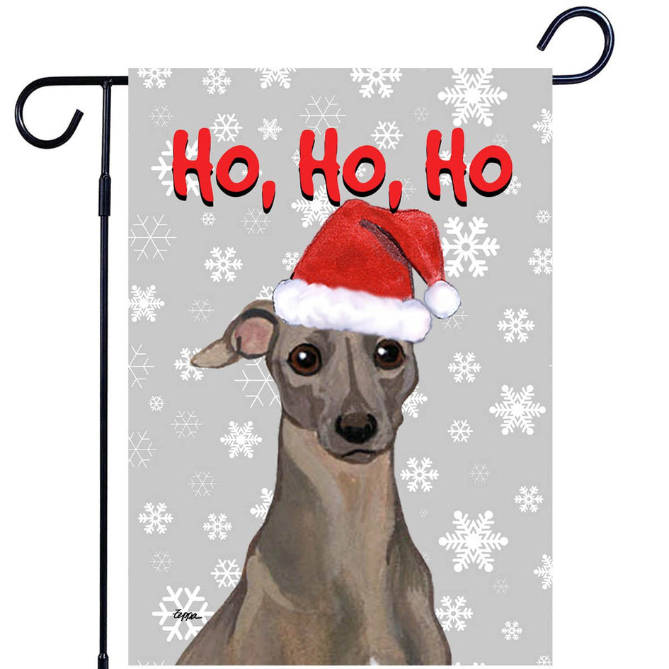 Italian Greyhound Ho Ho Ho Holidays Garden Flag