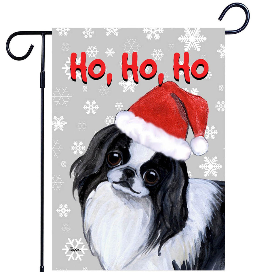 Japanese Chin Ho Ho Ho Holidays Garden Flag