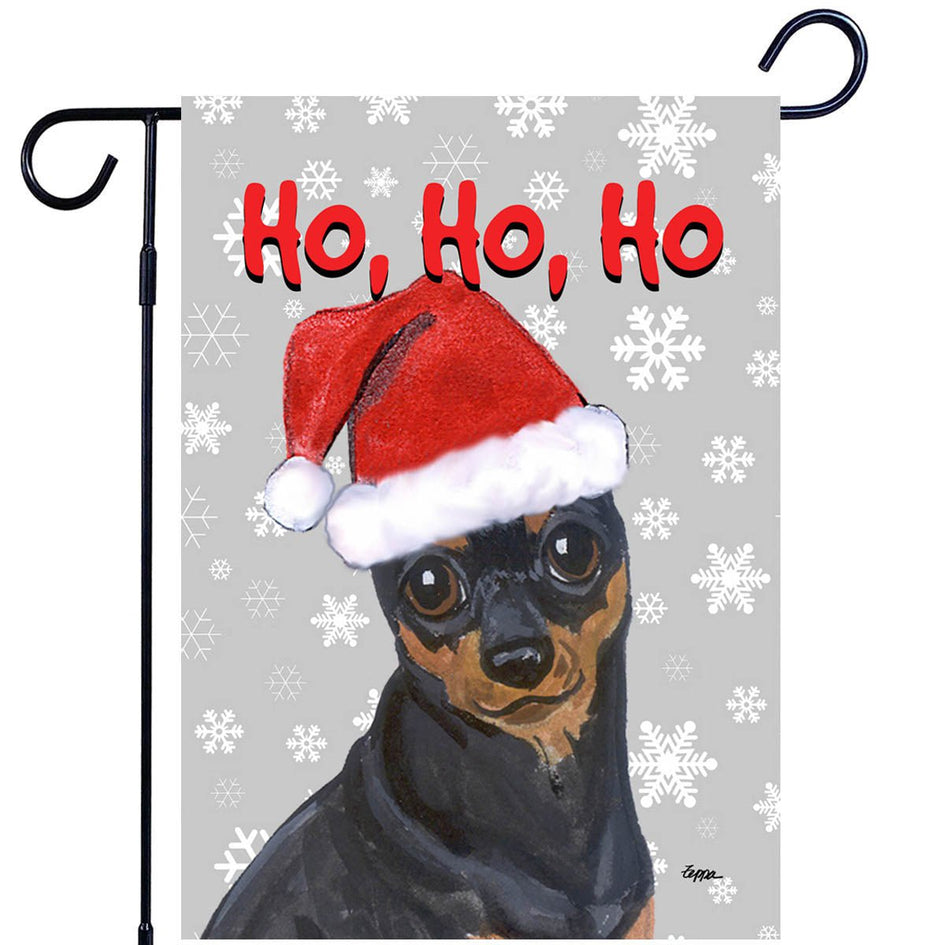 Miniature Pinscher Ho Ho Ho Holidays Garden Flag