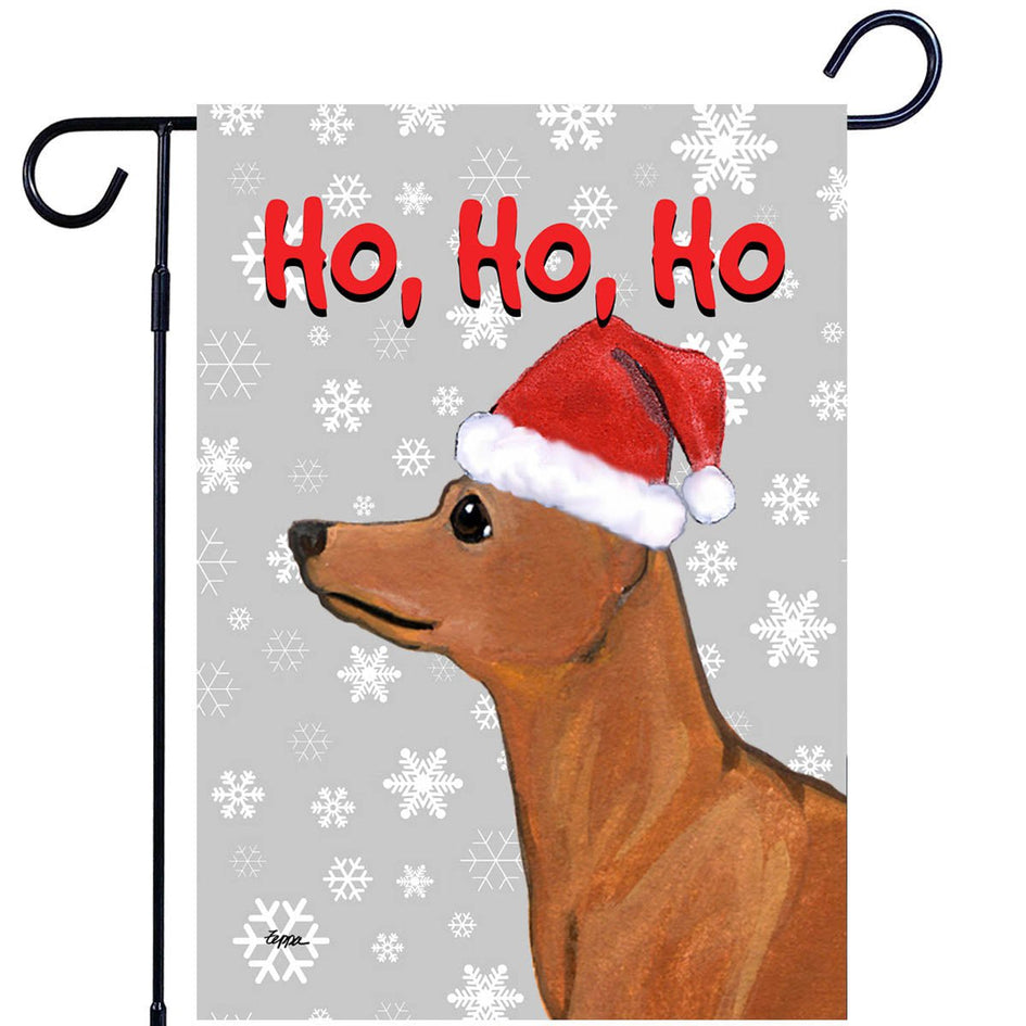 Miniature Pinscher Ho Ho Ho Holidays Garden Flag