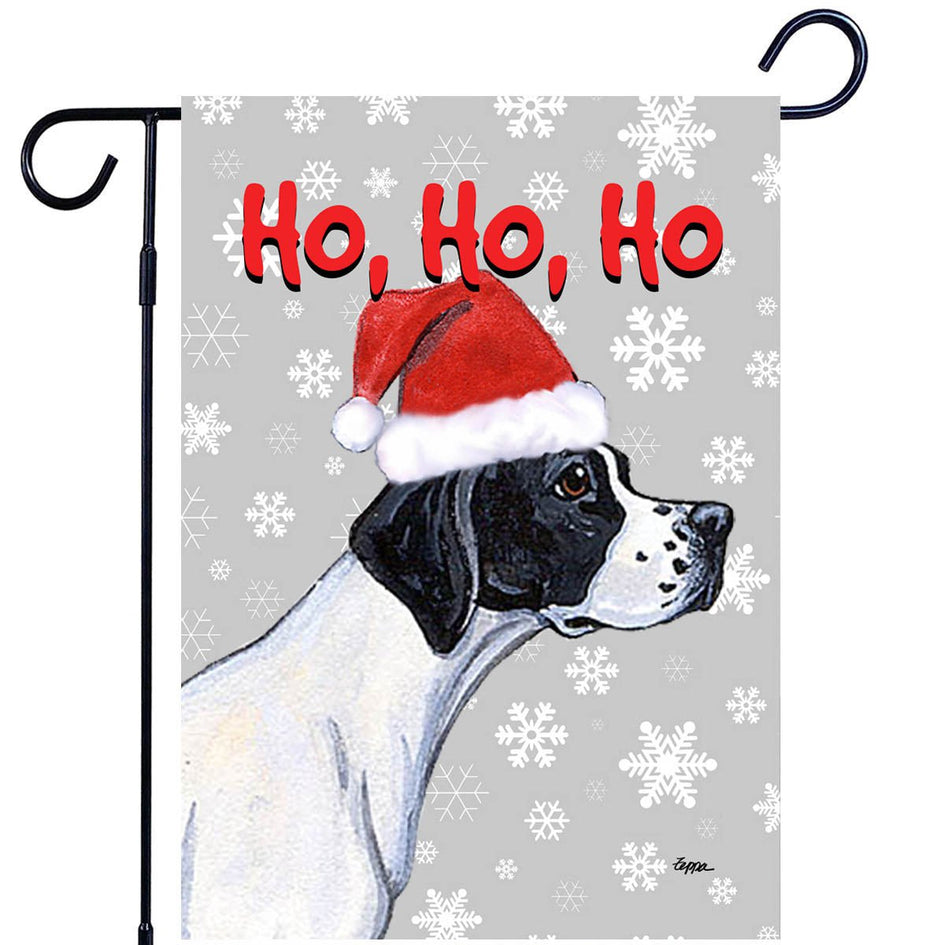 Pointer Ho Ho Ho Holidays Garden Flag