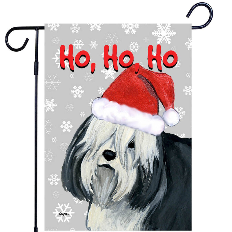 Polish Lowland Sheepdog Ho Ho Ho Holidays Garden Flag