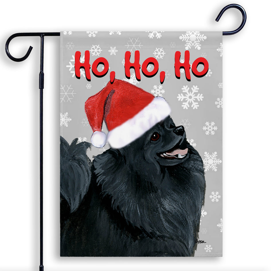 Pomeranian Ho Ho Ho Holidays Garden Flag