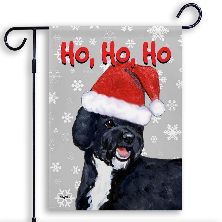 Portuguese Water Dog  Ho Ho Ho Holidays Garden Flag