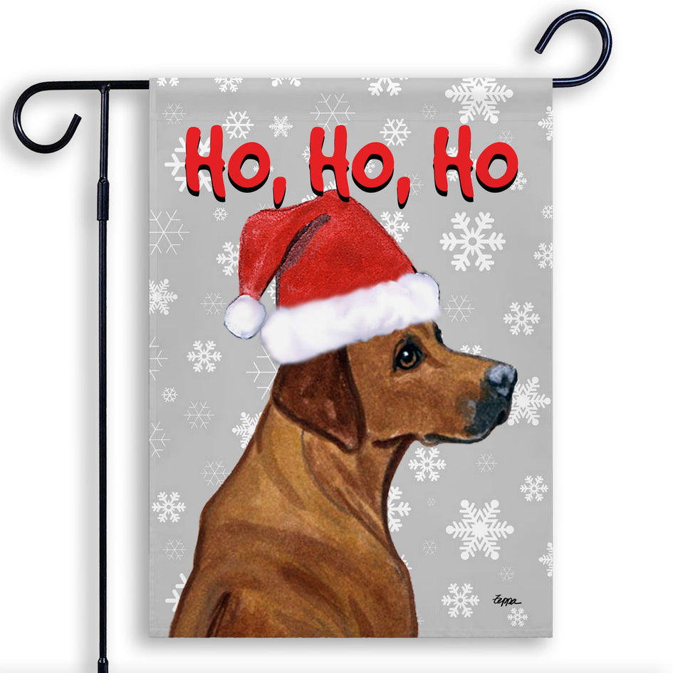 Rhodesian Ridgeback Ho Ho Ho Holidays Garden Flag