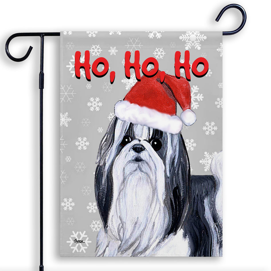 Shih Tzu Ho Ho Ho Holidays Garden Flag