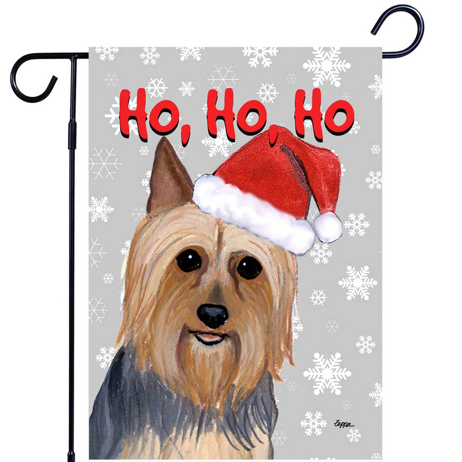 Silky Terrier Ho Ho Ho Holidays Garden Flag