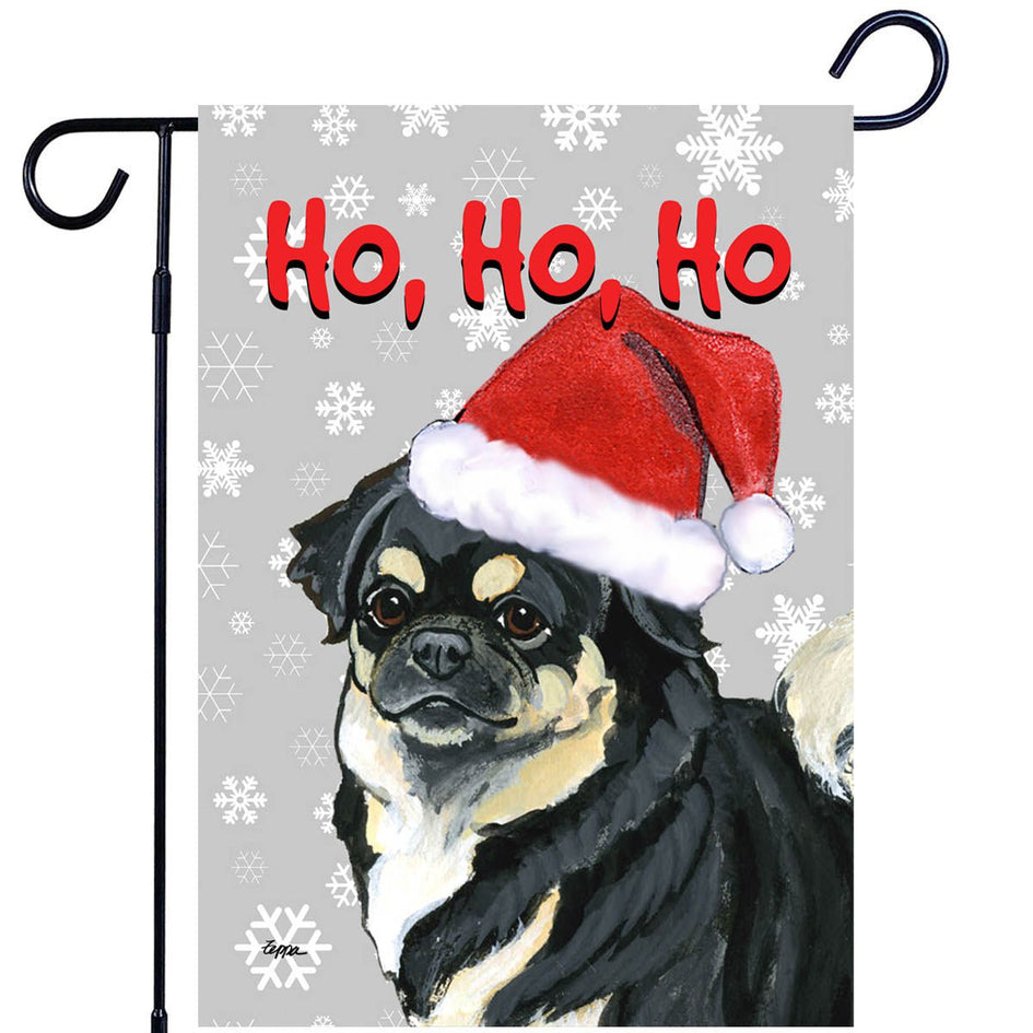 Tibetan Spaniel Ho Ho Ho Holidays Garden Flag