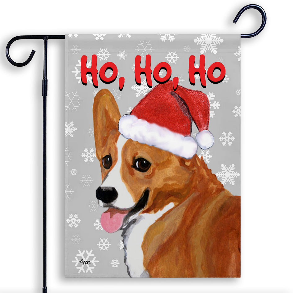 Pembroke Welsh Corgi Ho Ho Ho Holidays Garden Flag