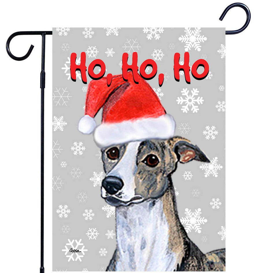 Whippet Ho Ho Ho Holidays Garden Flag