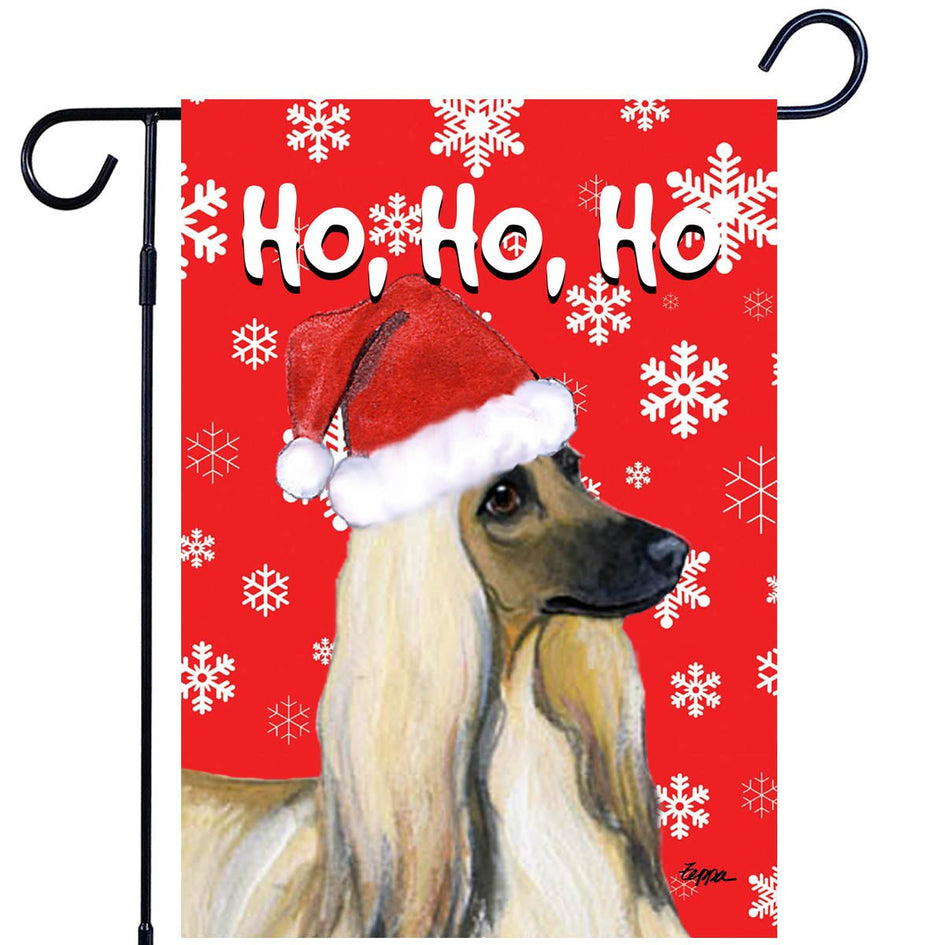 Afghan Hound Ho Ho Ho Holidays Garden Flag