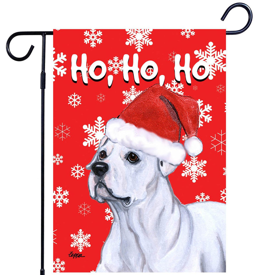 American Bulldog Ho Ho Ho Holidays Garden Flag