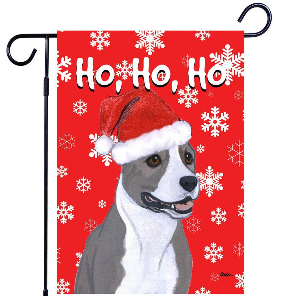 American Staffordshire Terrier Ho Ho Ho Holidays Garden Flag