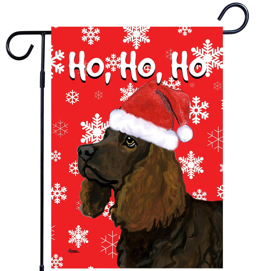 American Water Spaniel Ho Ho Ho Holidays Garden Flag