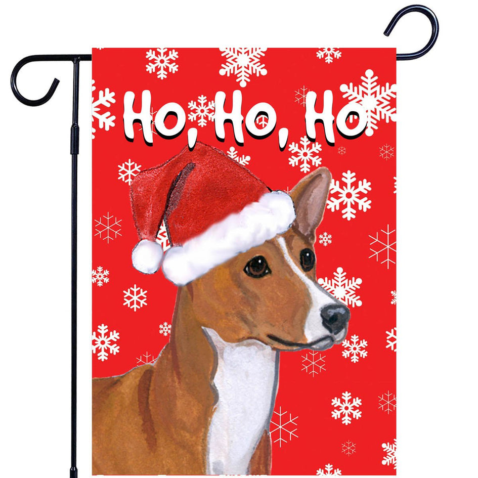 Basenji Ho Ho Ho Holidays Garden Flag
