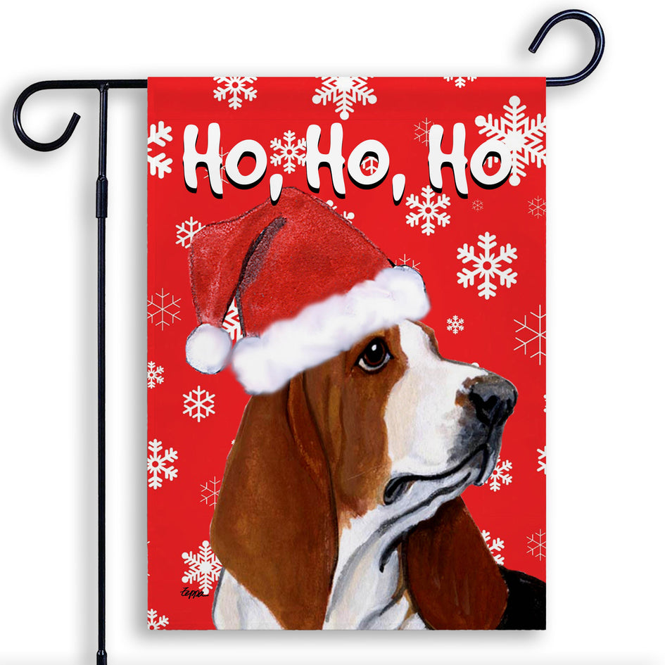 Basset Hound Ho Ho Ho Holidays Garden Flag